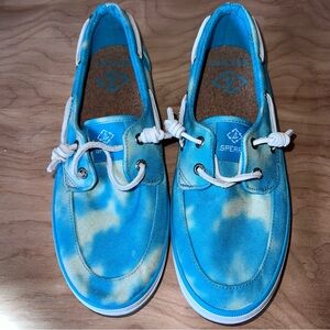 Sperry Crest Vibe Tie-dye Blue Csnvas Boat Shoes